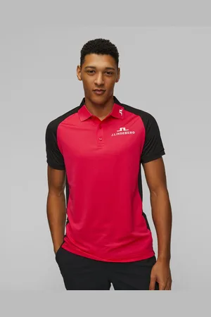 J Lindeberg Pánská Funkční Polokošile J.lindeberg Calle Tour Polo V Červené A Černé Barvě