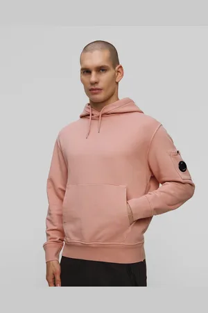 C.P. Company Pánská Mikina C.p. Company Cotton Diagonal Fleece Resist Dyed Hooded Lens V Růžové Barvě