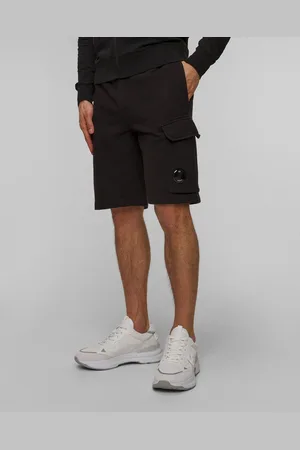 C.P. Company Pánské Kraťasy C.p. Company Cotton Diagonal Fleece Cargo Shorts V Černé Barvě