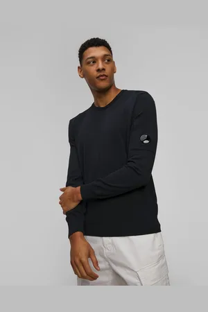 C.P. Company Pánský Tmavě Modrý Svetr C.p. Company Cotton Crepe Crewneck Lens Knit