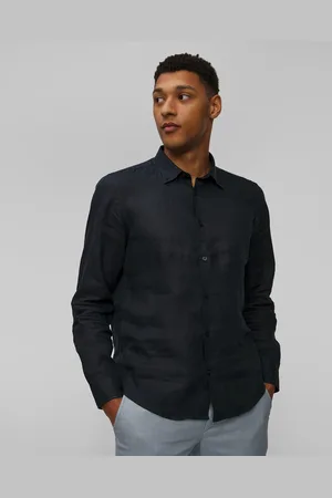HUGO BOSS Tmavě Modrá Pánská Lněná Košile Hugo C-liam-s-bd-c