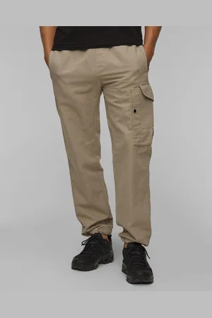 C.P. Company Pánské Kalhoty C.p. Company Cotton/linen Loose Pants V Khaki Barevném Odstínu