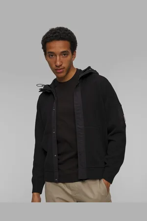 C.P. Company Pánská Mikina C.p. Company Cotton Mixed Hooded Lens Knit V Černé Barvě