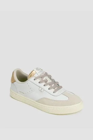 CARIUMA Pánské Boty Toca White Premium Leather Vintage White Suede Metallic Gold