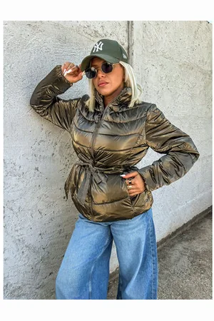 Star Style Štepovaná prechodná bunda s opaskom JENNIFER+