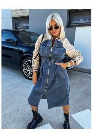 Star Style Dlhé kombinované denim šaty FLYNN+