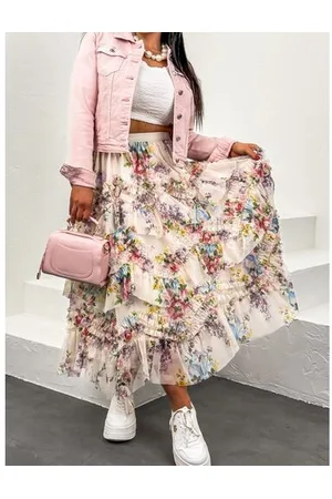 Star Style Kvetovaná maxi sukňa s gumeným pásom MELITTA