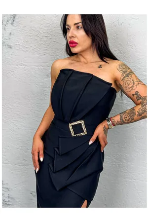 Star Style Elegantné dámske šaty so zlatou ozdobou NELLA