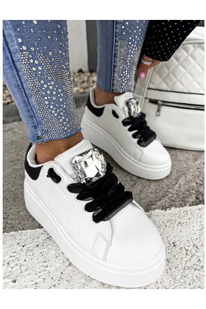 Star Style Biele platformové tenisky s ozdobou MAIDA