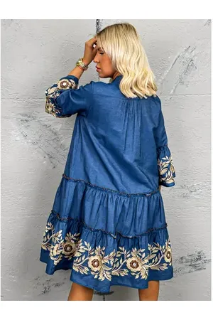 Star Style Elegantné vyšívané oversized šaty AMAYA