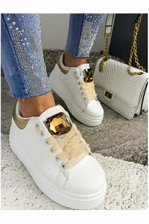 Star Style Biele platformové tenisky s ozdobou MAIDA