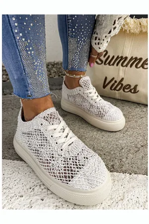 Star Style Béžové vyšívané sieťované tenisky NOLIMA