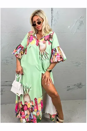 Star Style Vzorované košeľové maxi šaty MARGIE