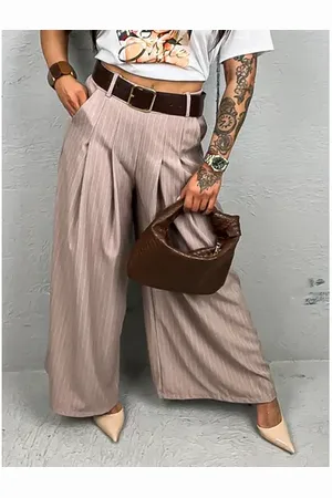 Star Style Elegantné wide-leg nohavice s opaskom MOINA