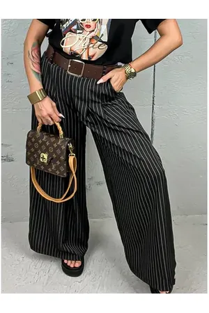 Star Style Elegantné wide-leg nohavice s opaskom MOINA