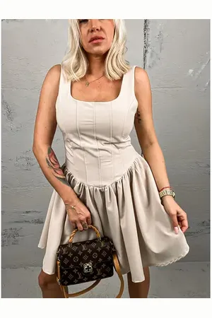 Star Style Béžové dámske minišaty STEPHANY