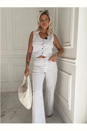 Star Style Pásikavá denim vesta na gombíky MARDEN