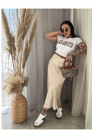 Star Style Dlhá saténová sukňa s gumeným pásom ALEXIA+