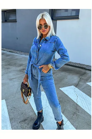 Star Style Dámsky denim overál s opaskom MARISOL+