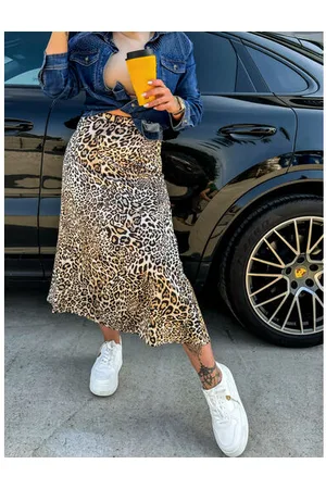Star Style Dlhá leopardia saténová sukňa MARIANA+