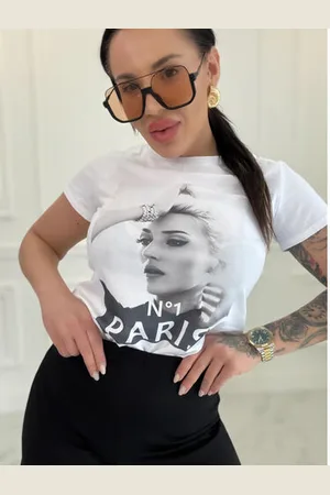 Star Style Biele tričko s potlačou LEYLA