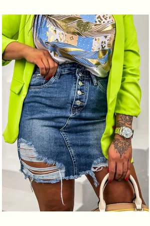 Star Style Roztrhaná denim sukňa CARENA