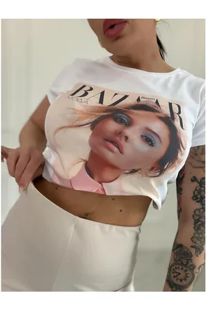 Star Style Biele tričko s potlačou LEYLA