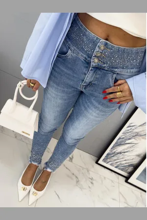 Star Style Skinny rifle zdobené kamienkami