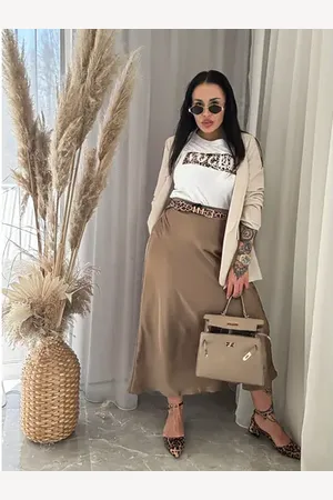 Star Style Dlhá saténová sukňa s gumeným pásom ALEXIA+