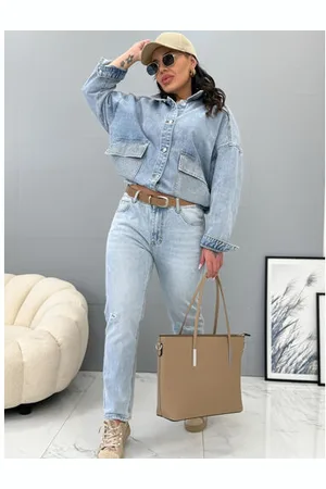 Star Style Roztrhané mom fit rifle s opaskom