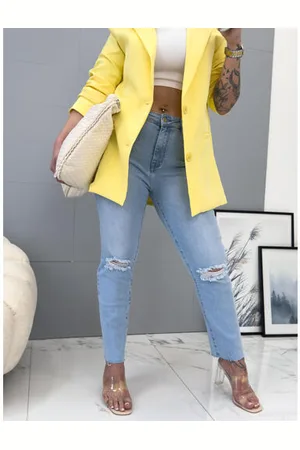Star Style Roztrhané modré mom fit rifle