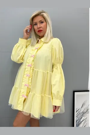 Star Style Žlté košeľové babydoll šaty YGRITTE