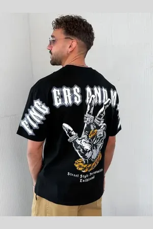 Star Style Čierne pánske tričko s potlačou