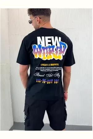 Star Style Čierne pánske tričko s potlačou