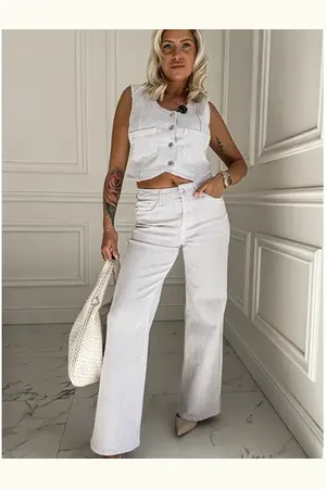 Star Style Pásikavé wide-leg rifle s vysokým pásom
