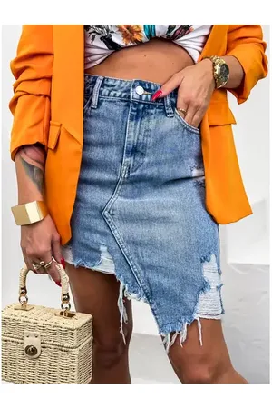 Star Style Roztrhaná denim sukňa AVERY