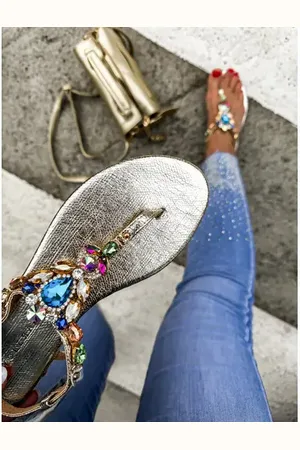 Star Style Dámske sandále zdobené kamienkami MABEL