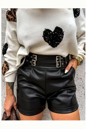 Star Style Koženkové šortky so striebornými detailmi ESMA+