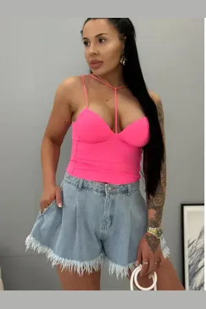 Star Style Neon pink top s vypchávkami MAISY