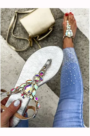 Star Style Dámske sandále zdobené kamienkami MABEL