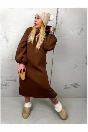 Star Style Dlhé mikinové šaty s kapucňou JAMARI+