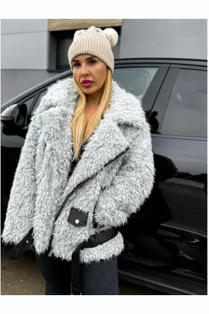 Star Style Kožušinková bunda s koženkovými detailmi POLETT+