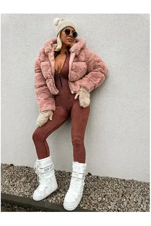 Star Style Koženková kožušinová bunda s kapucňou GIANNA+