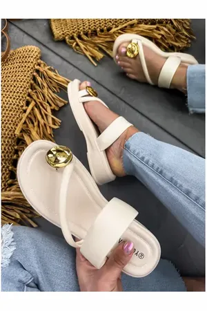 Star Style Dámske šľapky so zlatou ozdobou ALIENOR