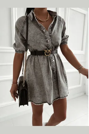 Star Style Elegantné denim šaty bez opasku ANNERIE+