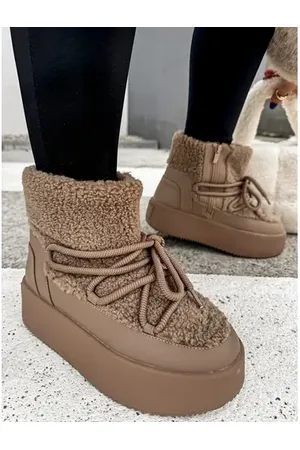 Star Style Členkové šnúrovacie teddy čižmy SEVYNA+