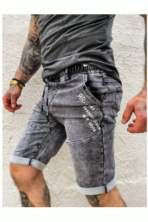 Star Style Pánske džínsové bermudy s gumeným pásom+
