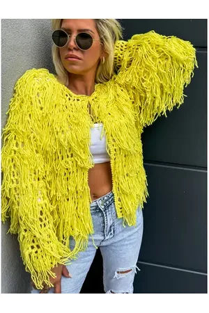 Star Style Žltý háčkovaný kardigán SUZANNA+