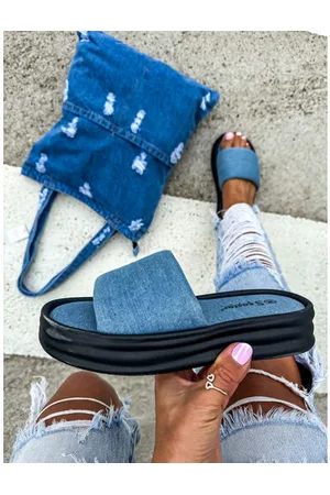 Star Style Modré denim šľapky OLIVIA+