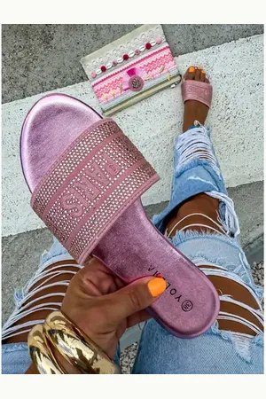 Star Style Šľapky zdobené kamienkami DETTY+